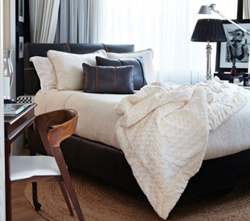 A gorgeous Falucca Fine Linen bed styled by Louise Alexandra Interiors